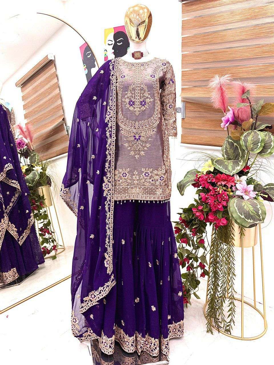 ZC-8012 BY ASLIWHOLESALE CRUNCHY SILK SHARARA PAKISTANI SUITS-00267