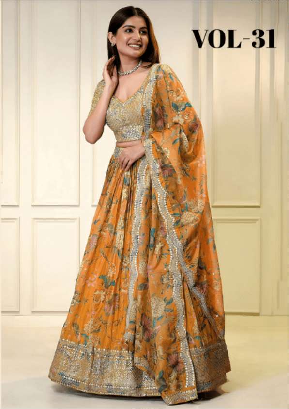 ZEEL CLOTHING VOL-31 SEMI-STITCHED ORGANZA LEHENGAS-00139