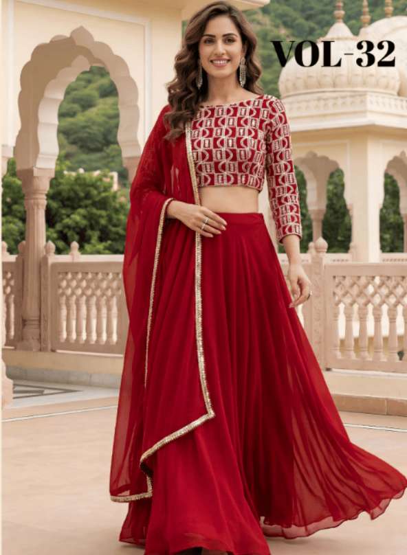 ZEEL CLOTHING VOL-32 GEORGETTE EMBROIDERY LEHENGAS-00139