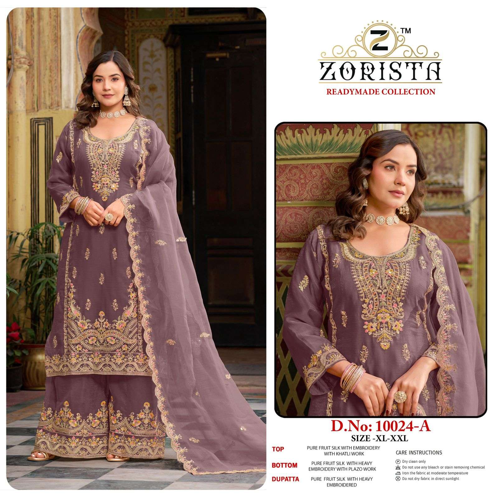 ZORISTA 10024 A TO D SERIES SILK EMBROIDERY SHARARA DRESSES-00201