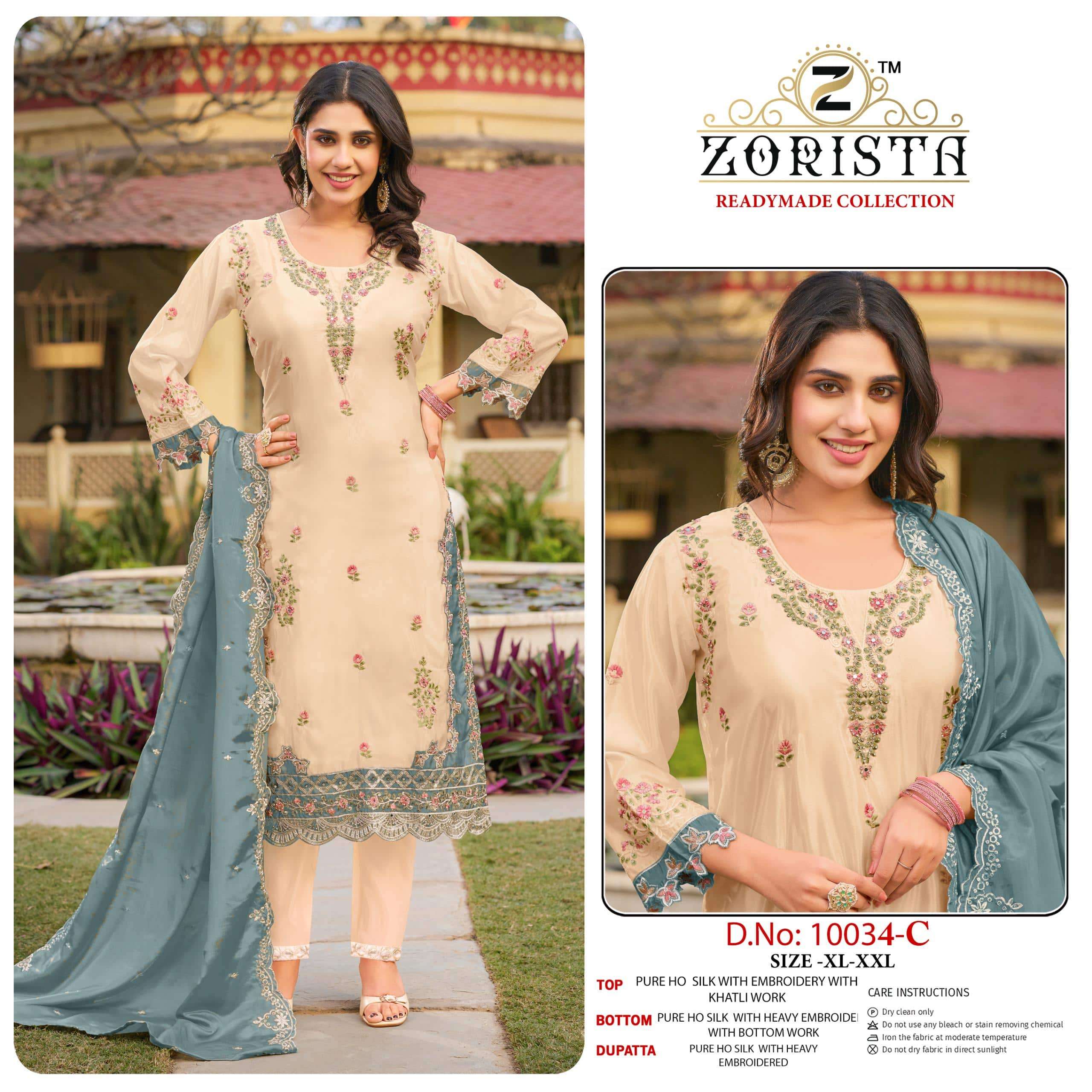 ZORISTA 10034 A TO D SERIES SILK EMBROIDERY SHARARA PAKISTANI DRESSES-00201