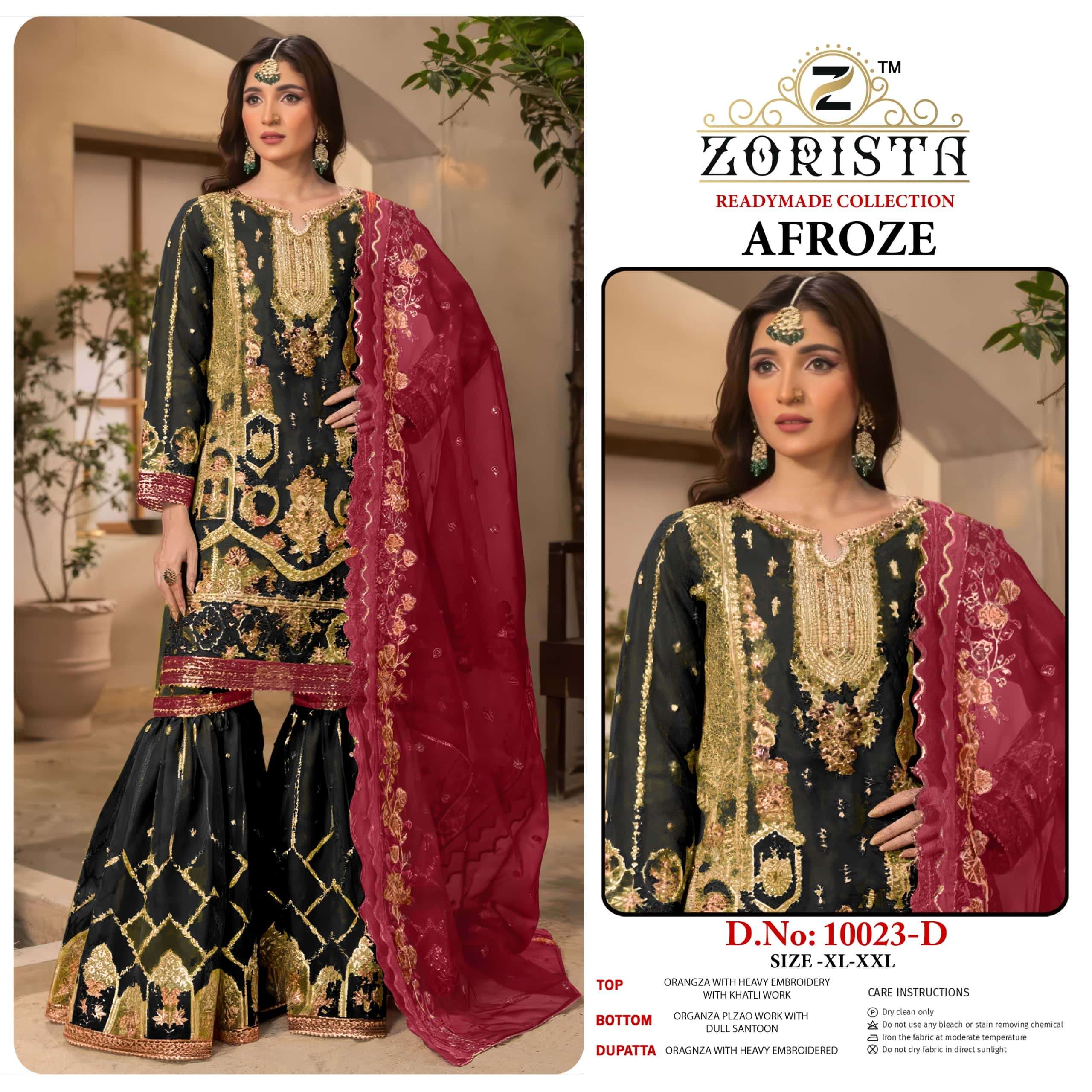 ZORISTA AFROZE 10023 A TO D SERIES ORGANZA SILK EMBROIDERY DRESSES-00011