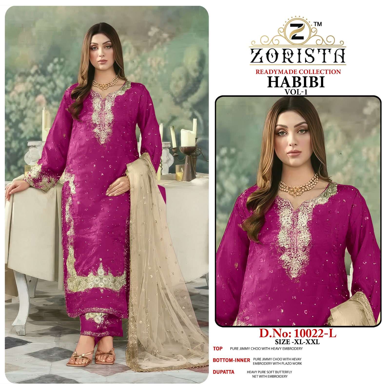 ZORISTA HABIBI VOL-02 L TO O SERIES PURE JIMMY CHOO EMBROIDERY PAKISATNI DRESSES-00011