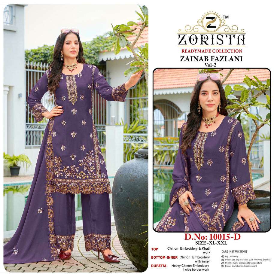 ZORISTA ZAINAB FAZLANI 10015 A TO D SERIES CHINON SILK PAKISTANI SUITS - 00011