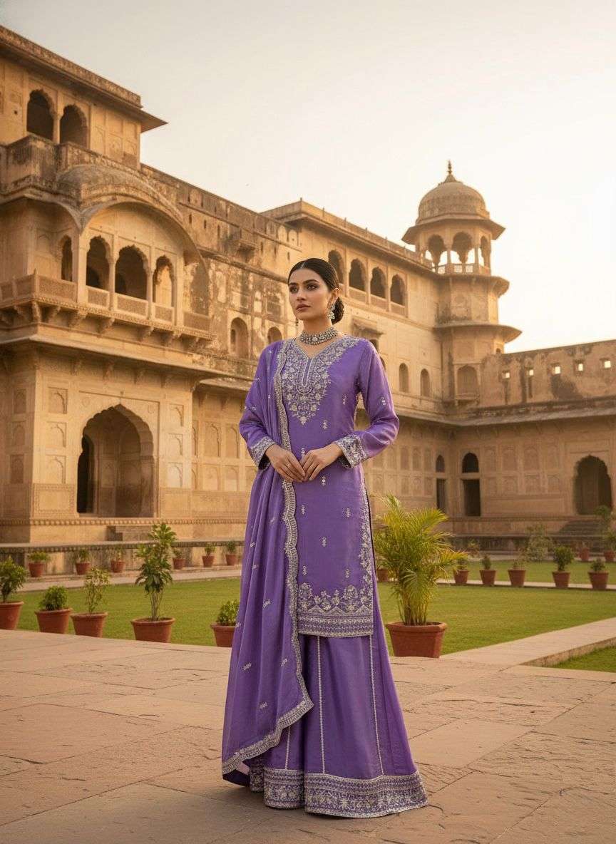 1575 HIT COLOUR BY ASLIWHOLESALE SILK EMBROIDERY SHARARA STITCHED DRESSES-00241