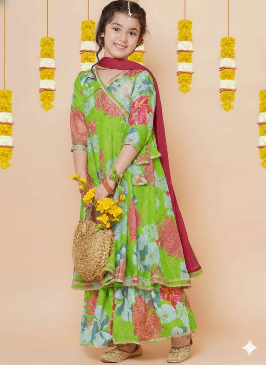 225 SERIES BY ASLIWHOLESALE CHANDERI SILK STITCHED KIDS DRESSES-00293