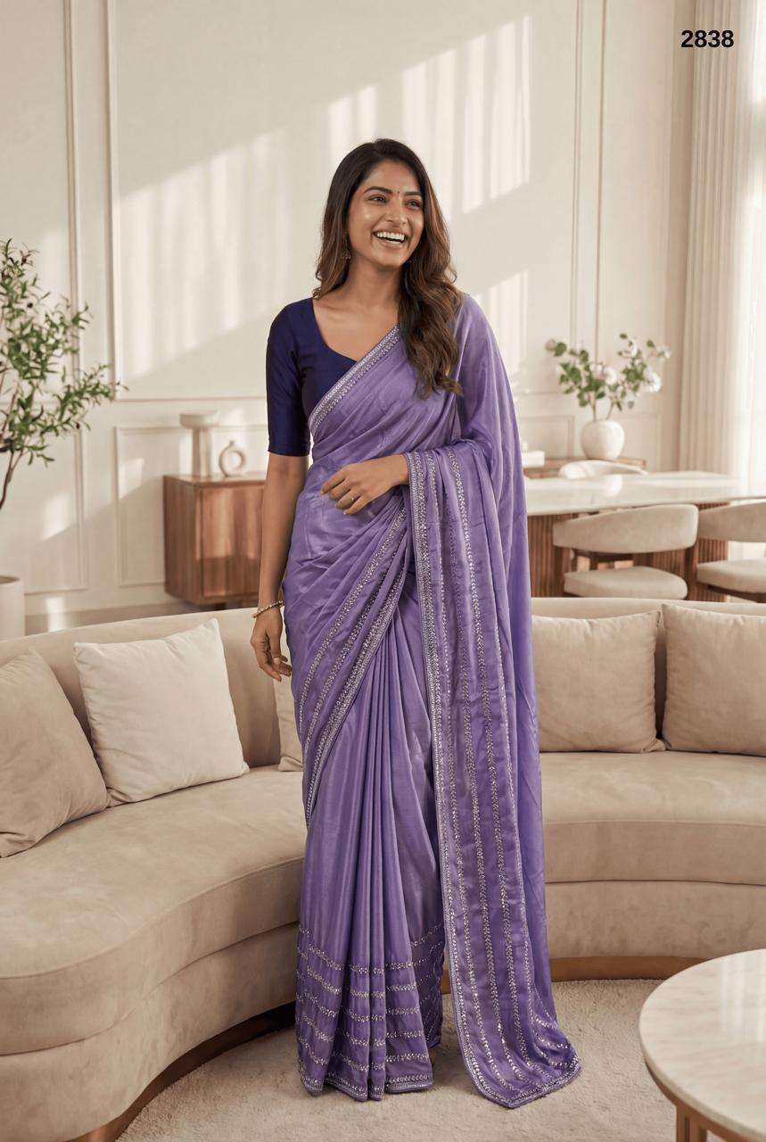 2838 COLOUR BY ASLIWHOLESALE SOFT FANCY EMBROIDERY SILK SAREES- 00103