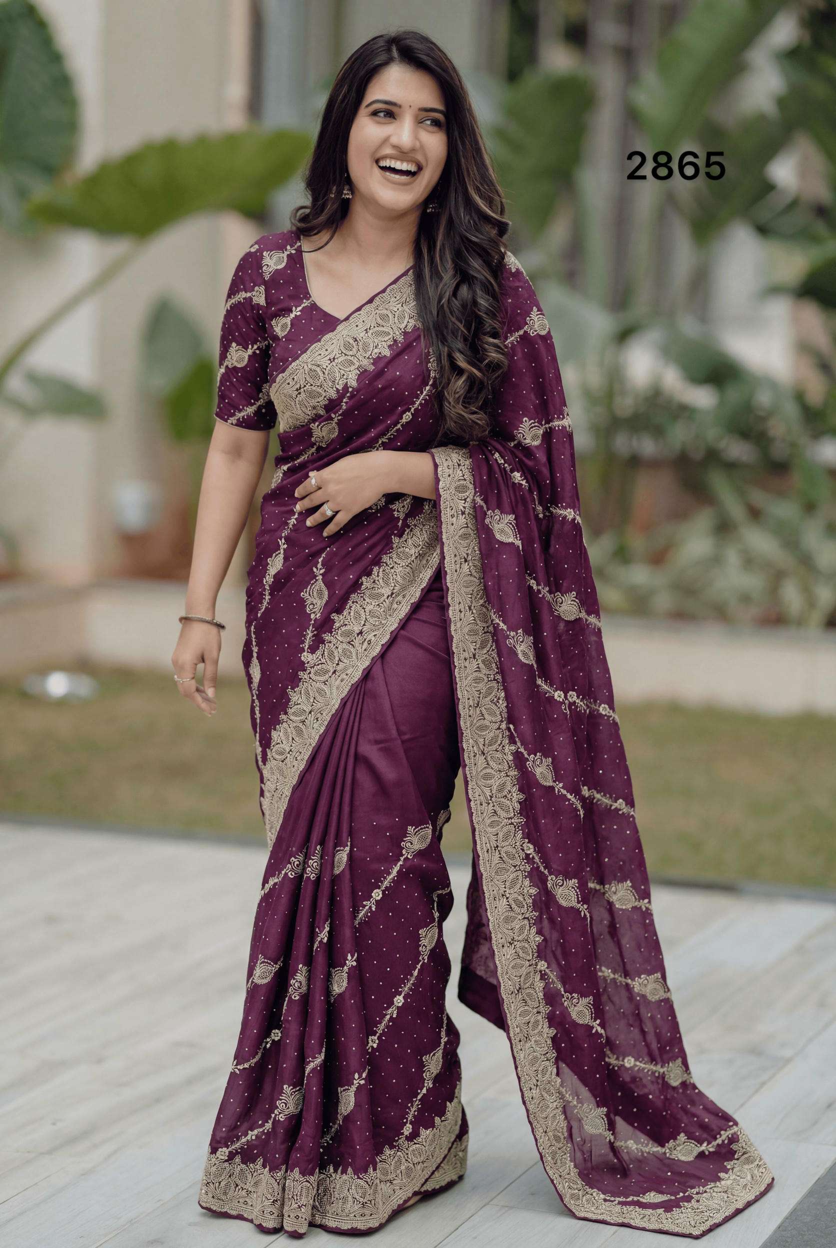 2865 COLOUR BY ASLIWHOLESALE FENDY SILK EMBROIDERY SAREES-00103