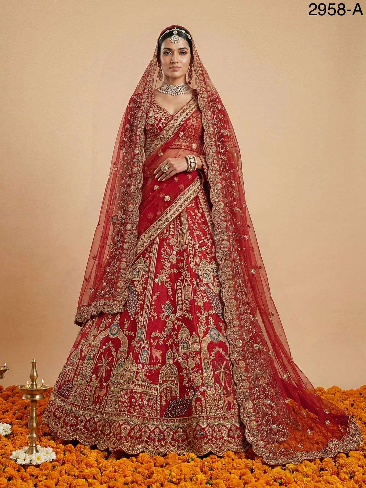 2958 HIT COLOUR BY ASLIWHOLESALE SILK HEAVY EMBROIDERY SEMI-STITCHED LEHENGAS-00130