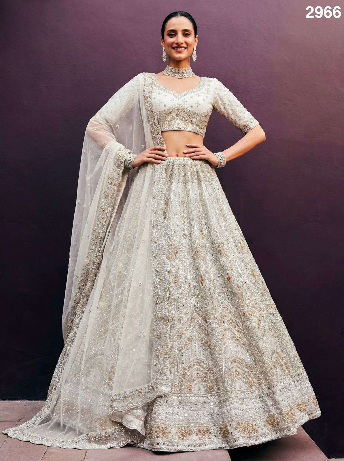2966 HIT COLOUR BY ASLIWHOLESALE HEAVY NET EMBROIDERY SEMI-STITCHED LEHENGAS-00130