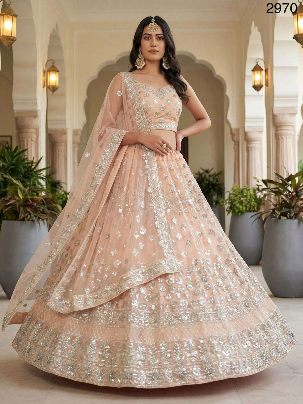 2970 HIT COLOUR BY ASLIWHOLESALE HEAVY SOFT NET EMBROIDERY LEHENGAS-00130