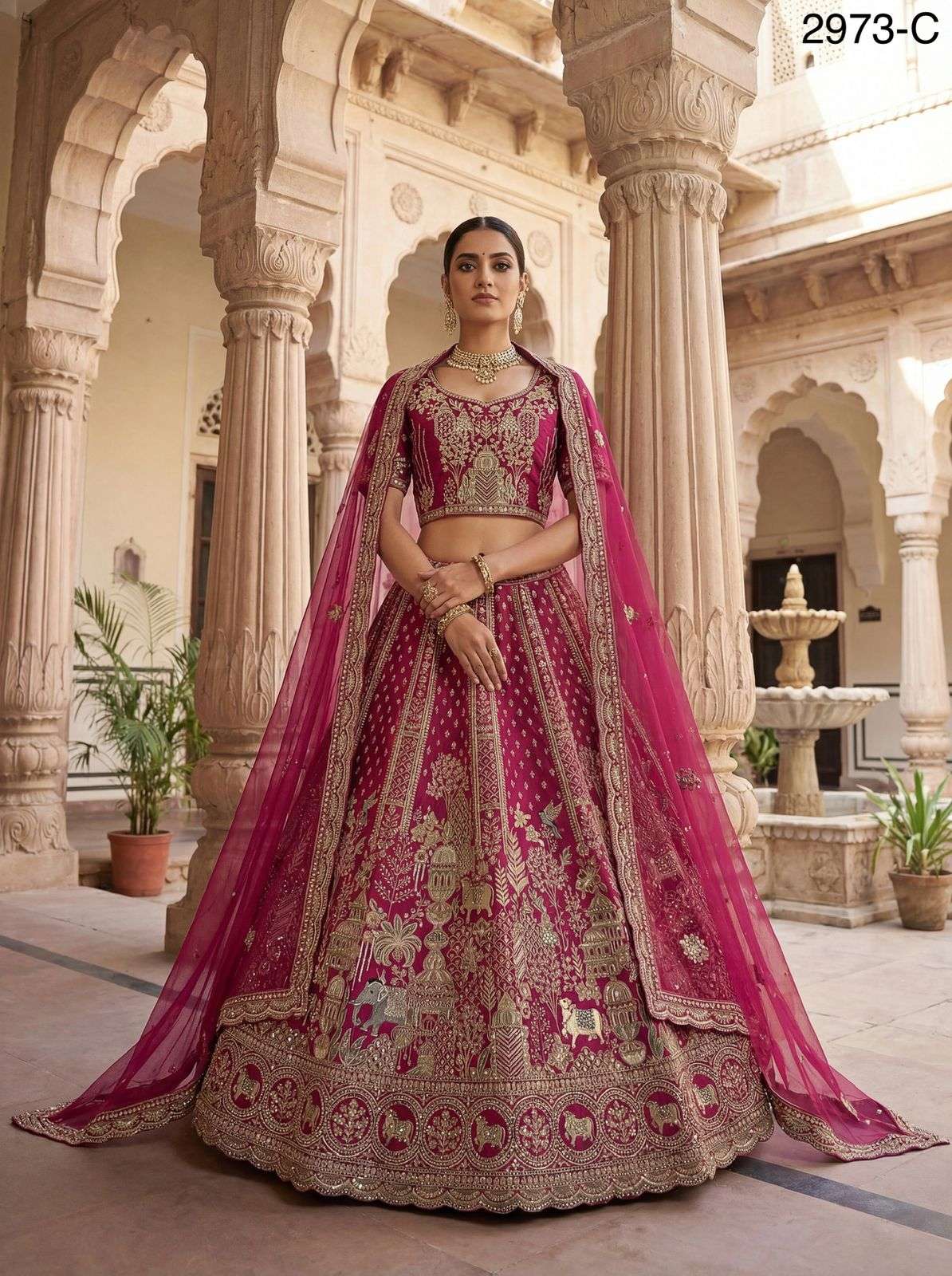 2973 HIT COLOUR BY ASLIWHOLESALE GADHWAL SILK EMBROIDERY LEHENGAS-00130