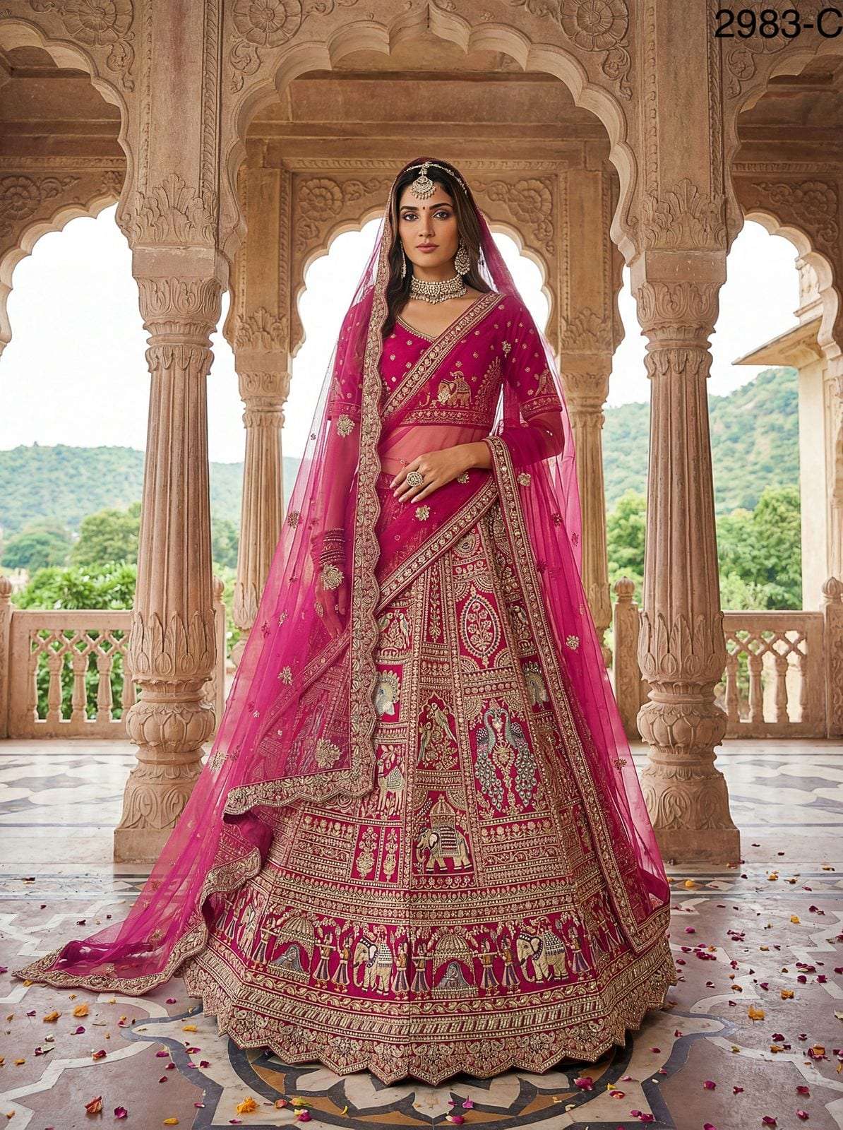 2983 HIT COLOUR BY ASLIWHOLESALE GADHWAL SILK SEMI-STITCHED LEHENGAS-00130