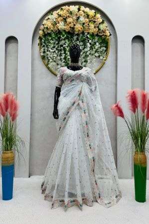 481 HIT COLOUR BY ASLIWHOLESALE HEAVY ORGANZA SILK EMBROIDERY SAREES-00241