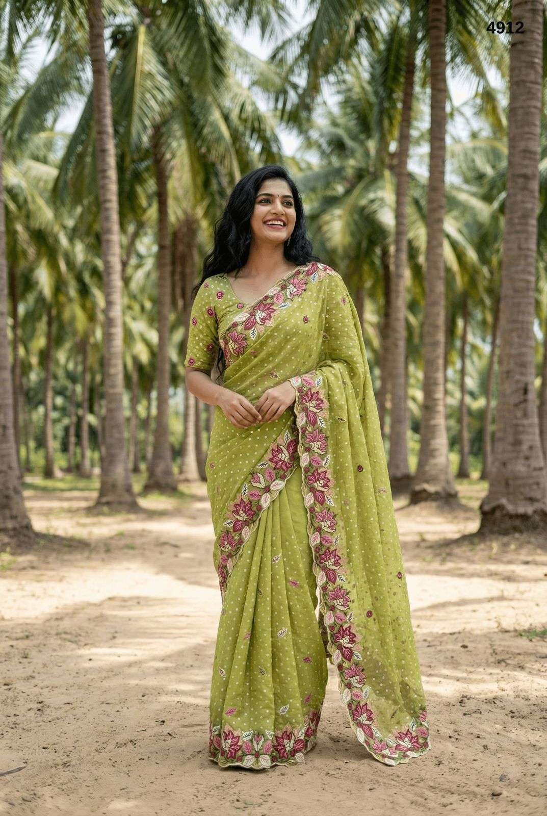 4912 COLOUR BY ASLIWHOLESALE CHIFFON EMBROIDERY SAREES-00103