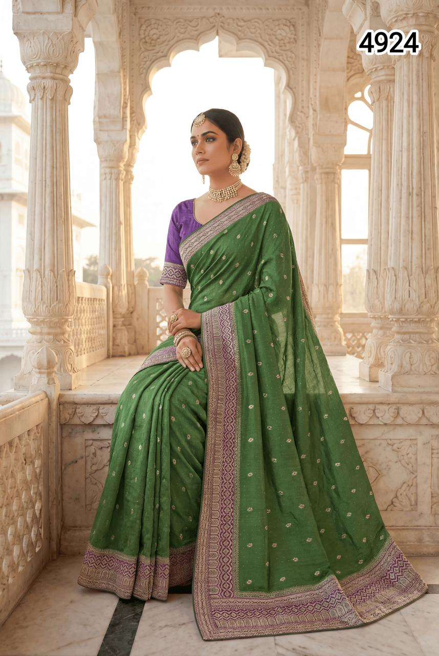 4924 COLOUR BY ASLIWHOLESALE VICHITRA SILK EMBROIDERY SAREES-00103