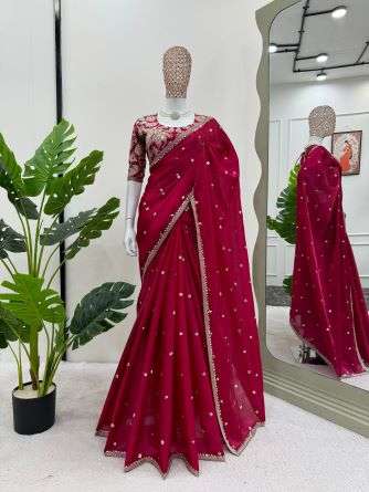 495 HIT COLOUR BY ASLIWHOLESALE JIMMY CHOO EMBROIDERY SAREES - 00241