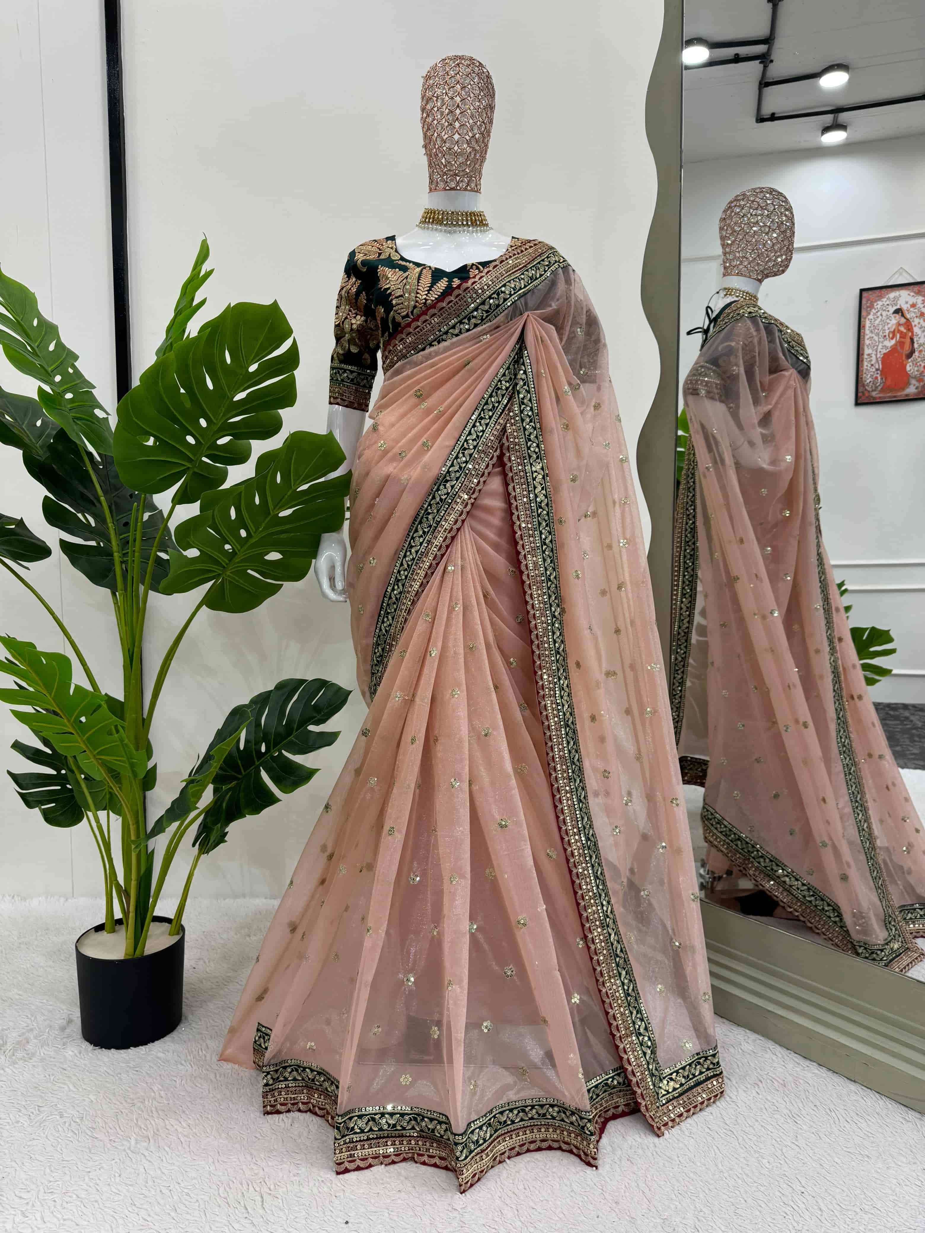 515 HIT COLOUR BY ASLIWHOLESALE NET EMBROIDERY UNSTITCHED SAREES-00241