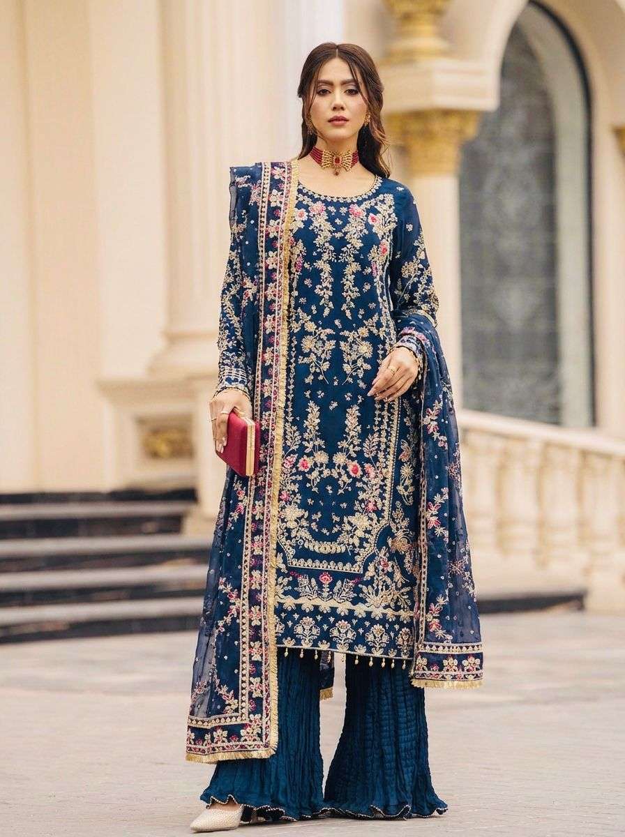 5333 HIT COLOUR BY ASLIWHOLESALE FAUX GEORGETTE EMBROIDERY PAKISTANI SUITS-00262