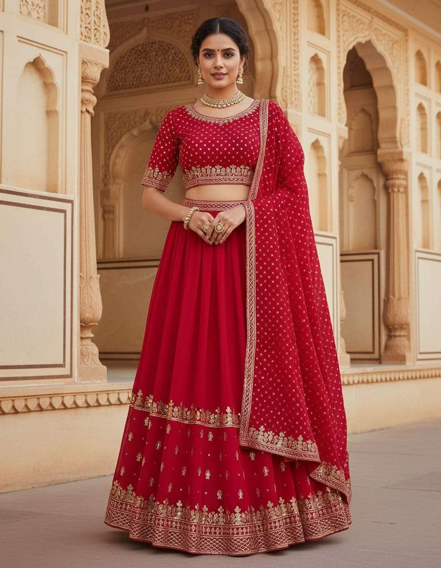 552 HIT BY ASLIWHOLESALE CHINON EMBROIDERY PRMIUM LEHENGAS-00283