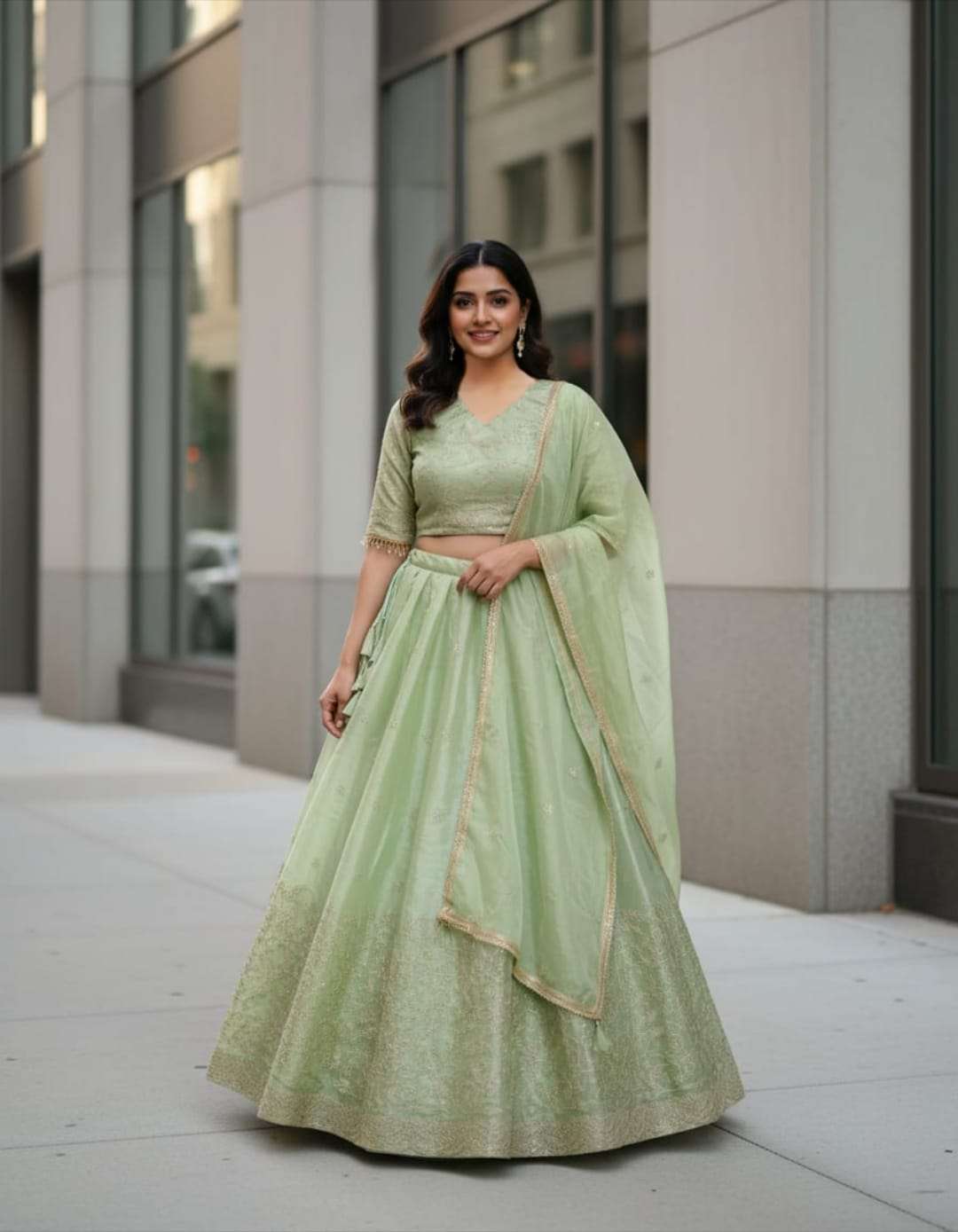 557 HIT BY ASLIWHOLESALE JIMMY CHOO EMBROIDERY PRMIUM LEHENGAS-00283