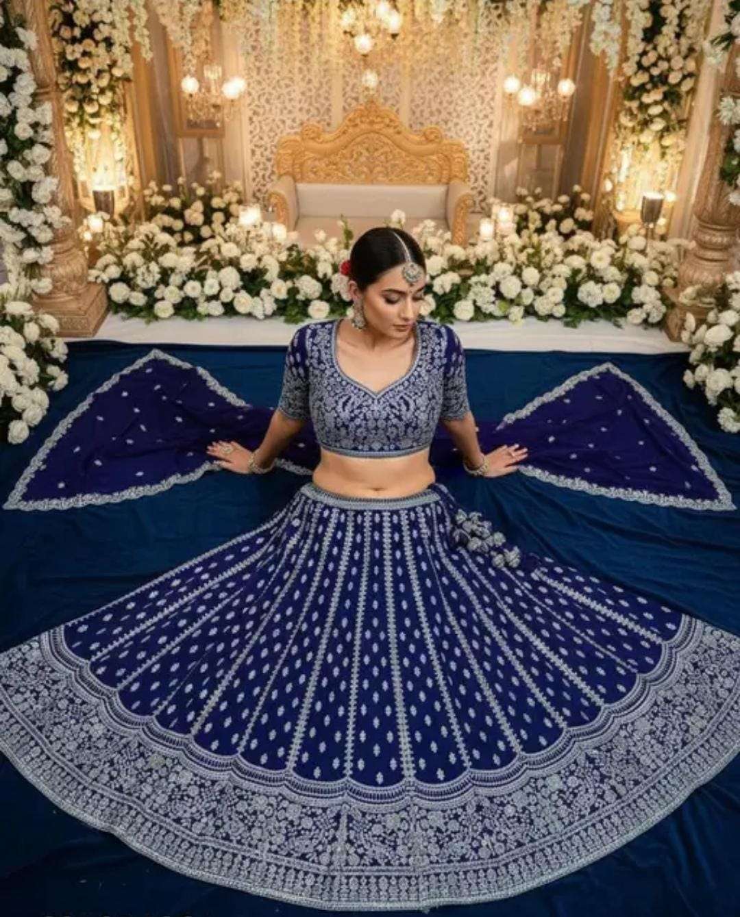 559 HIT BY ASLIWHOLESALE GEORGETTE EMBROIDERY PREMIUM LEHENGAS-00283