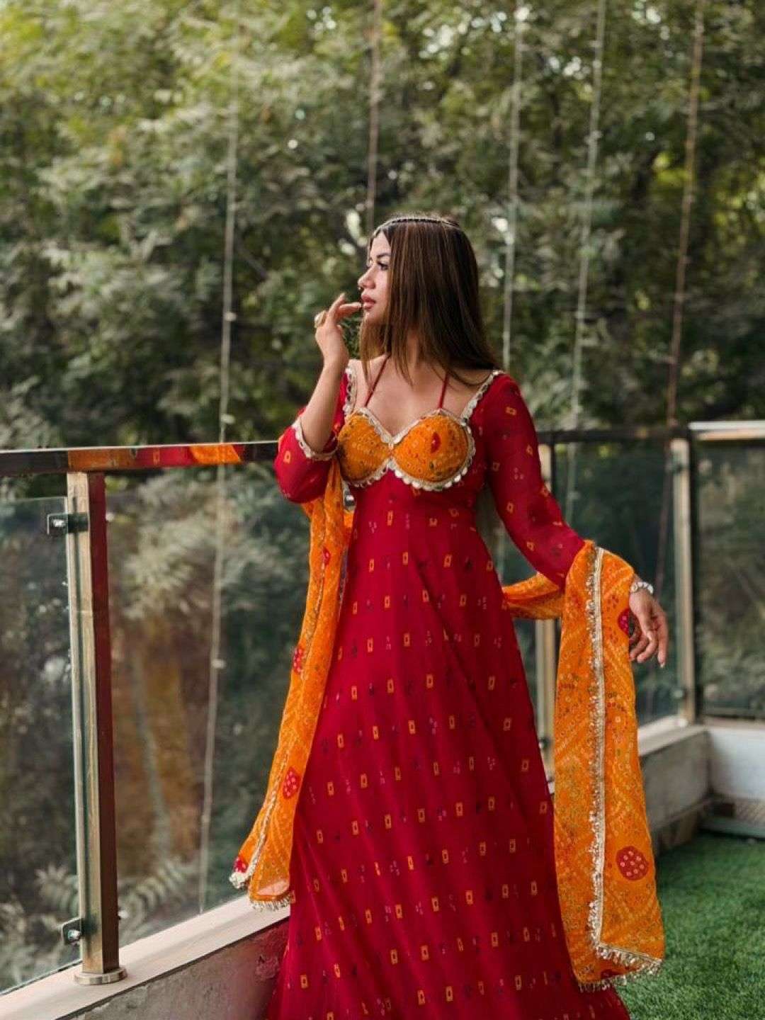 5984 HIT COLOUR BY ASLIWHOLESALE FAUX GEORGETTE ANARKALI SUIT WITH DUPATTA - 00242