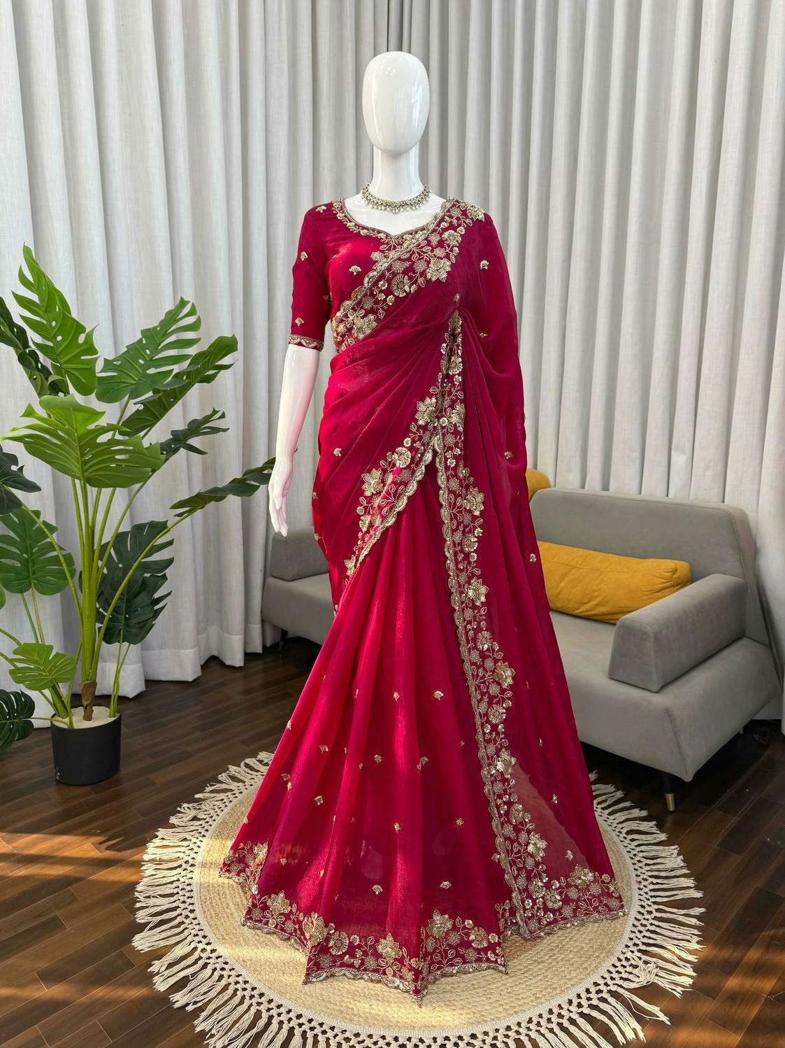 625 HIT COLOUR BY ASLIWHOLESLAE FENDY SILK EMBROIDERY UNSTITCHED SAREES-00241