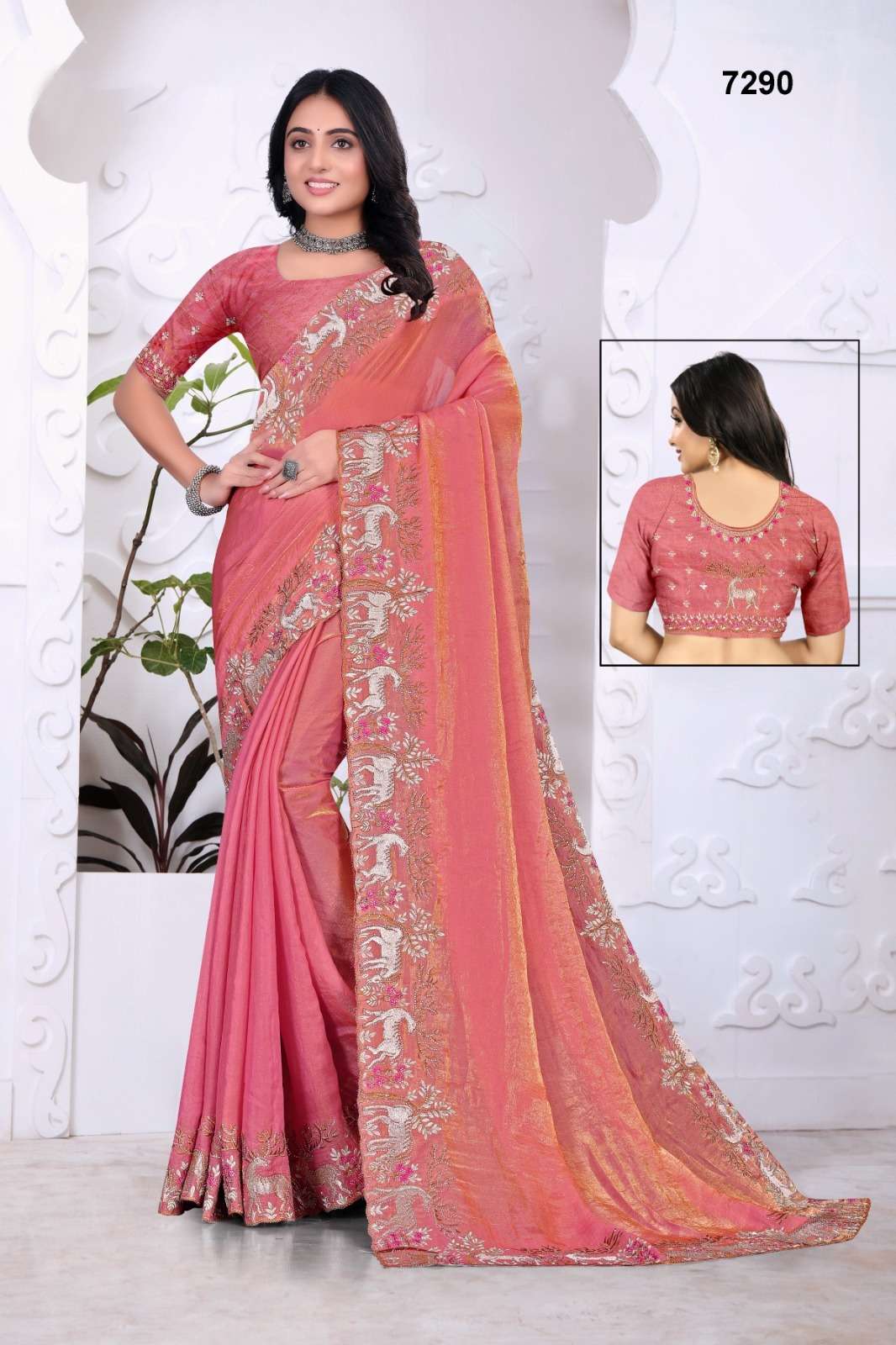 7290 COLOUR BY ASLIWHOLESALE FENDY SILK EMBROIDERY SAREES  - 00103