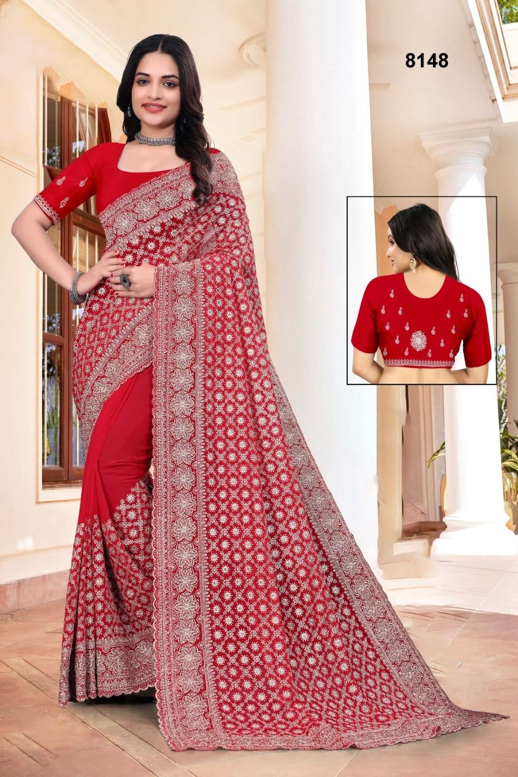 8148 COLOUR BY ASLIWHOLESALE FANCY EMBROIDERY SAREES-00103