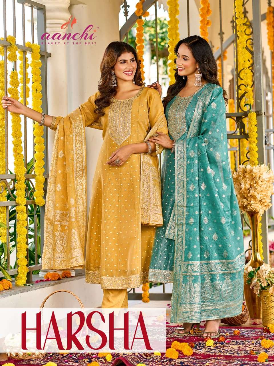 AANCHI HARSHA TISSUE JACQUARD BUTTI ANARKALI PUNJABI SUITS-00286