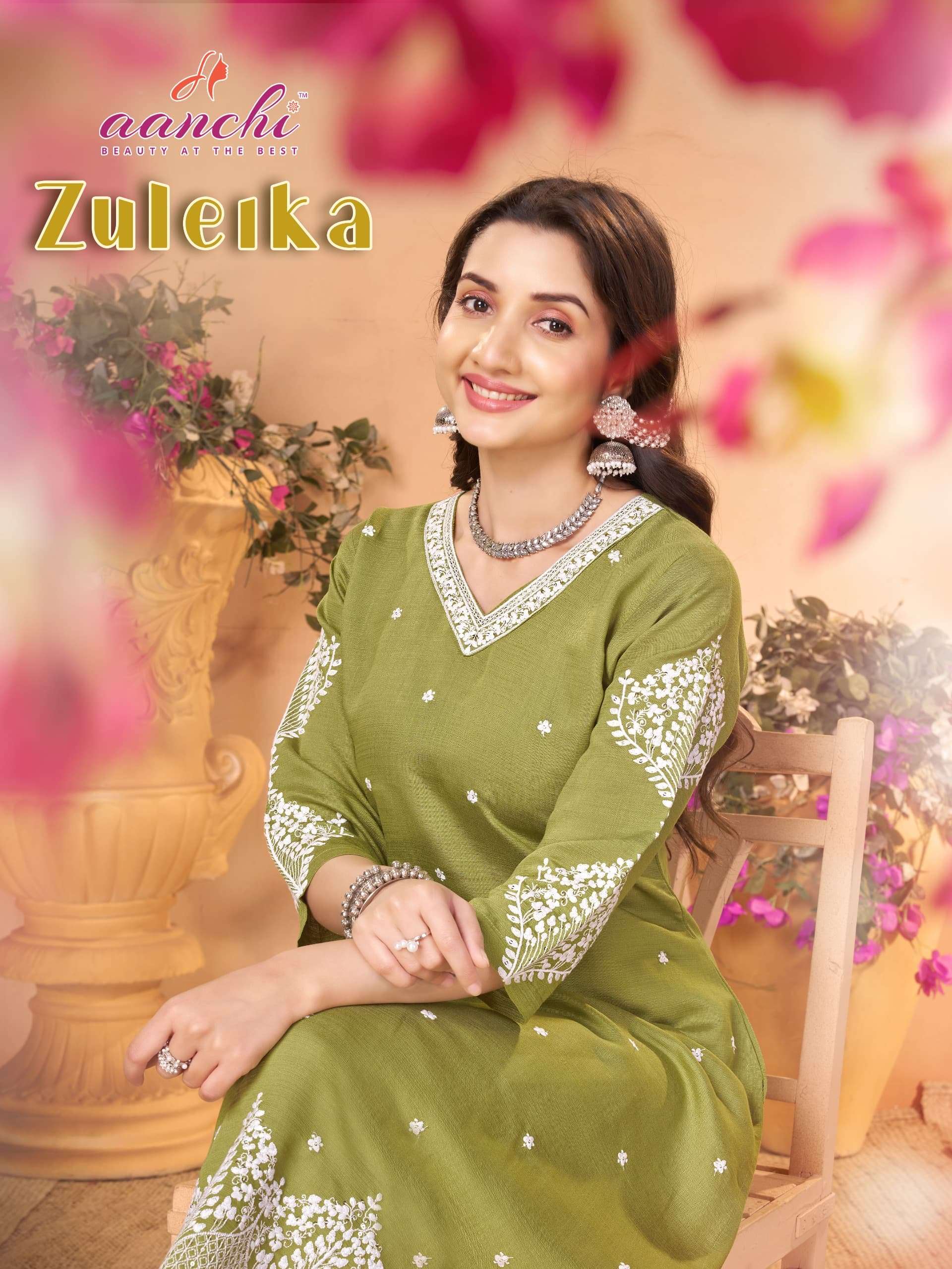 AANCHI ZULEIKA VATICAN EMBROIDERY STITCHED STRAIGHT-CUT KURTIS-00286