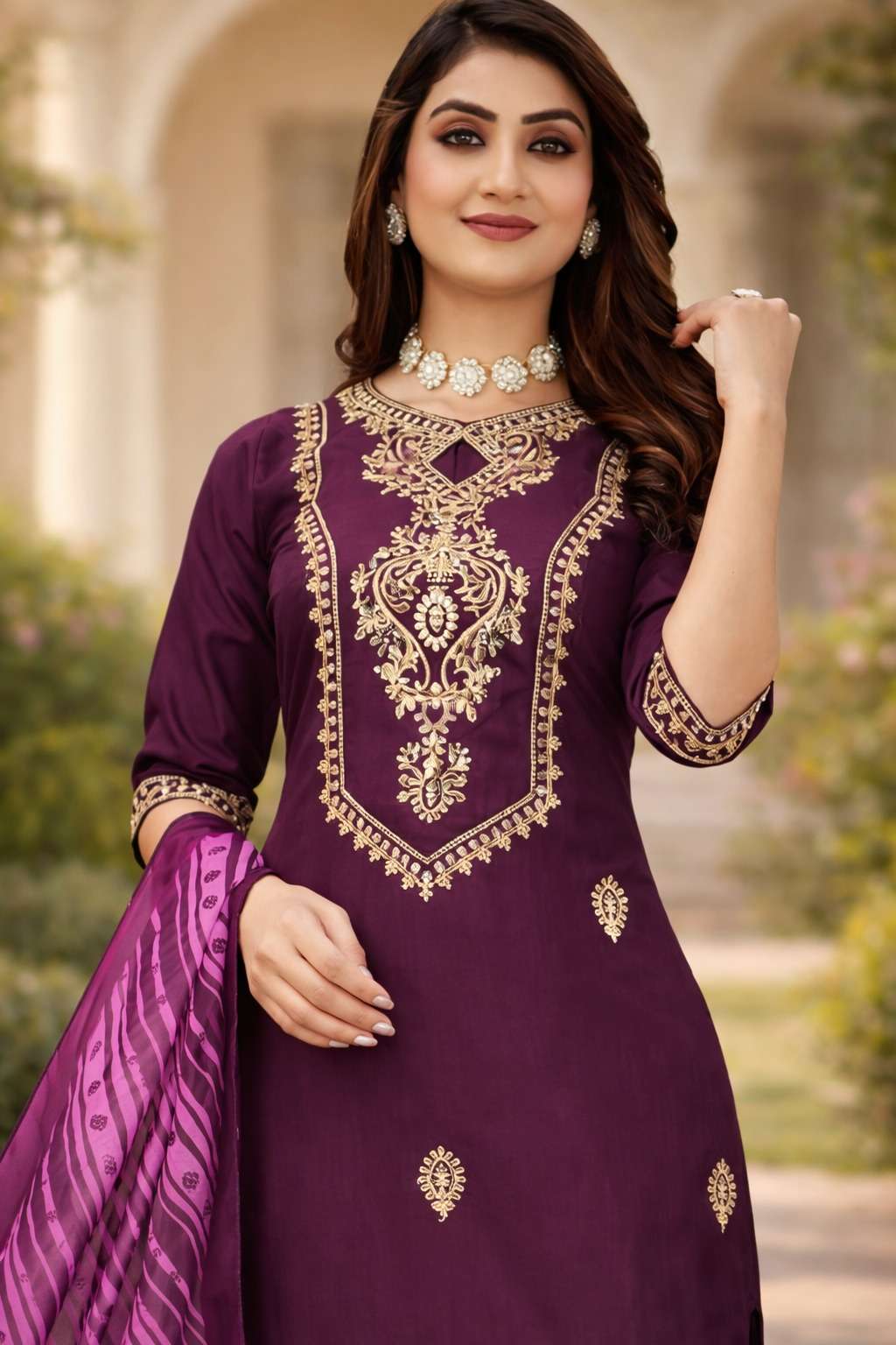 AARIZAH BY ASLIWHOLESALE COTTON BLEND EMBROIDERY STITCHED DRESSES-00265