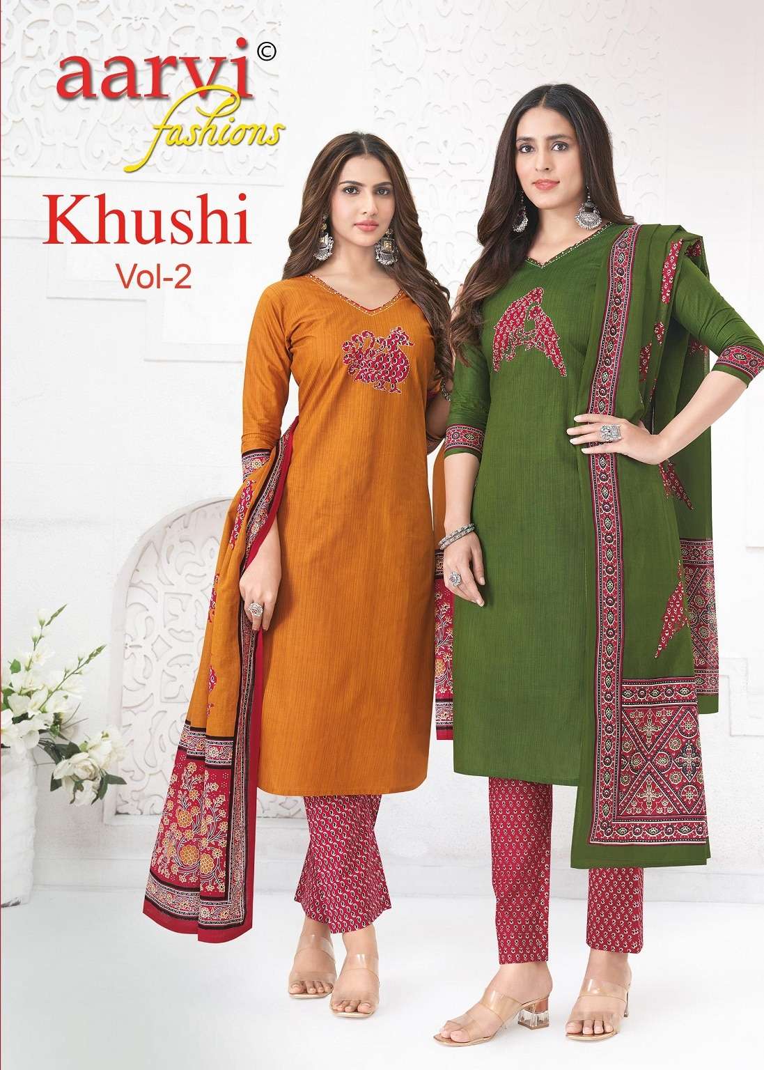 AARVI KHUSHI VOL-2 7575 TO 7582 SERIES COTTON PRINTED STITCHED SUITS SET-00015