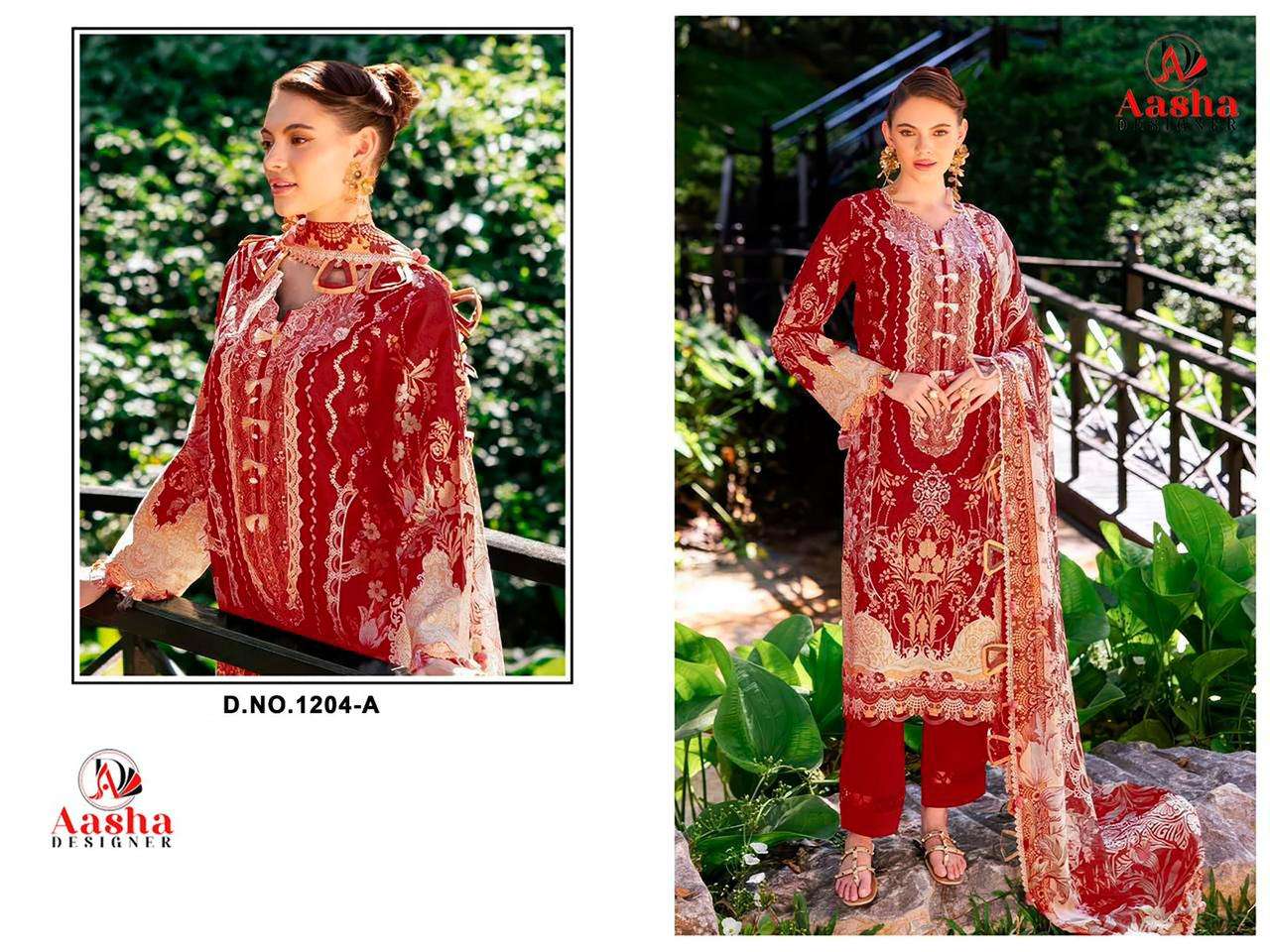 AASHA 1204 PURE COTTON PRINTED EMBROIDERY PAKISTANI DRESSES-00071