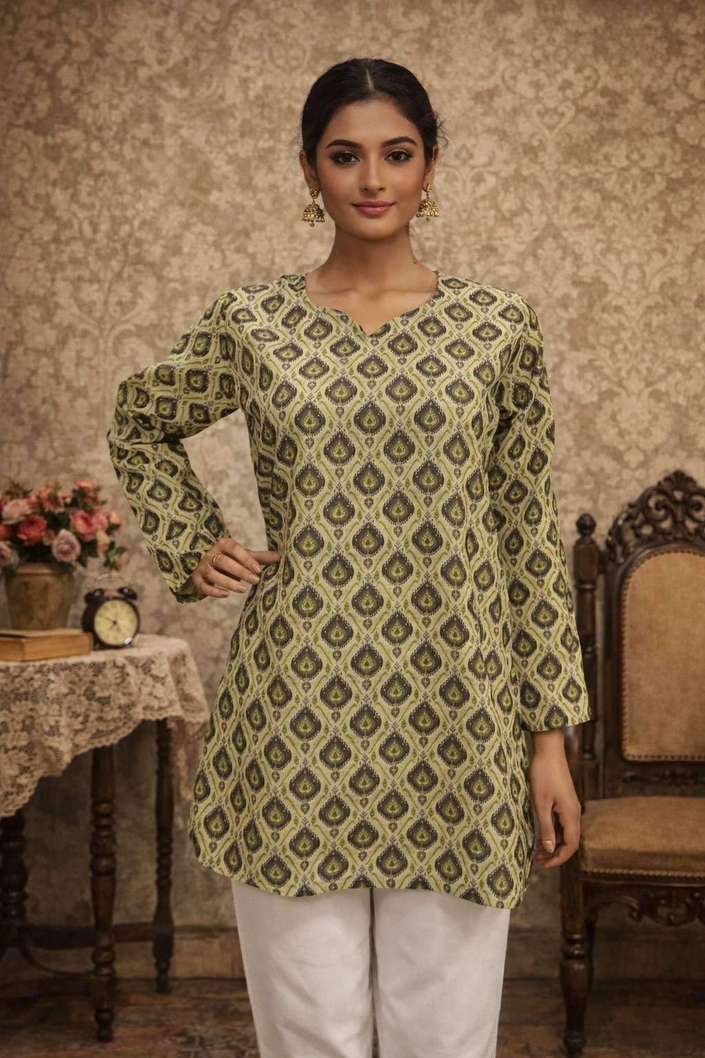 AAWIYA RJ-06 MUSLIN PREMIUM PRINTED SHORT KURTIS-00060