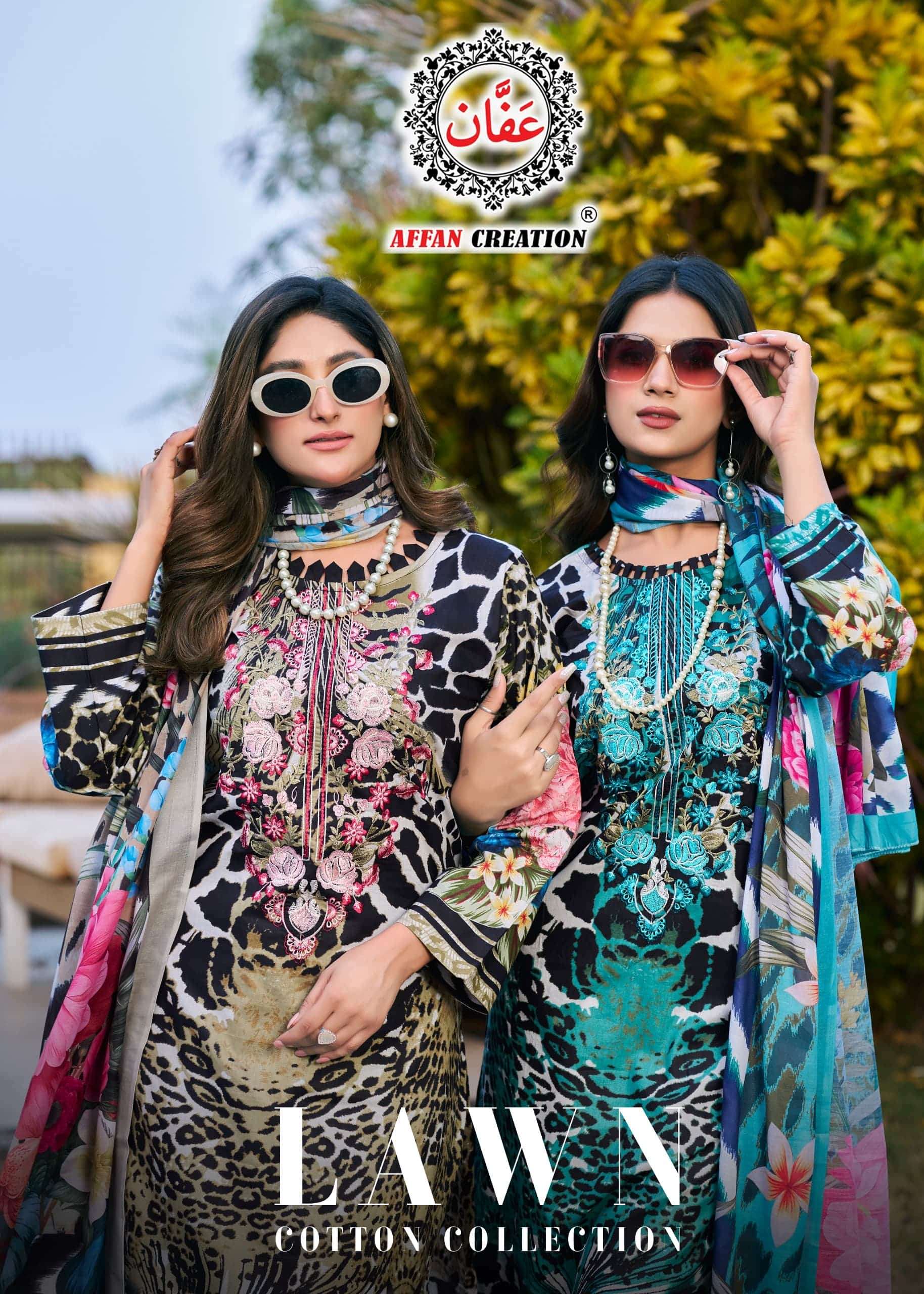 AFFAN CREATION C-28 OR 29 SERIES PURE COTTON EMBROIDERY PAKISTANI DRESSES-00201