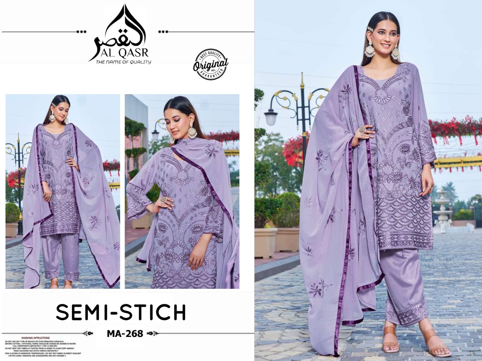 AL-QASR MA-268 ROMAN PAKISTANI EMBROIDERY STITCHED SUITS-00245