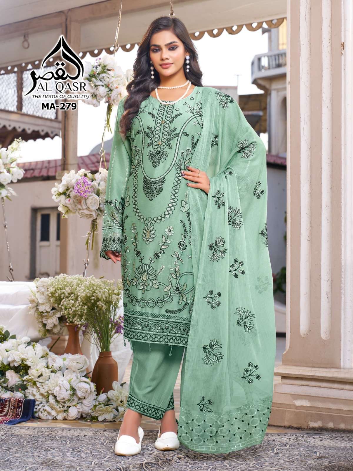 AL-QASR MA-279 CHIFFON STITCHED EMBROIDERY PAKISTANI SUITS-00245