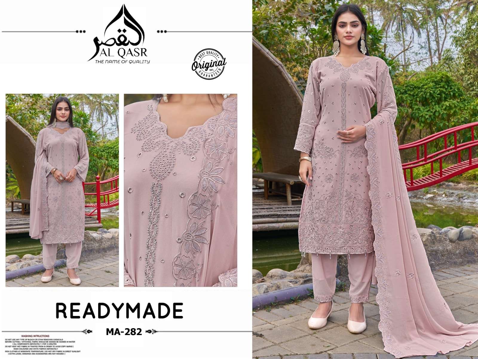 AL-QASR MA-282 FAUX GEORGETTE EMBROIDERY STITCHED PAKISTANI DRESSES-00245