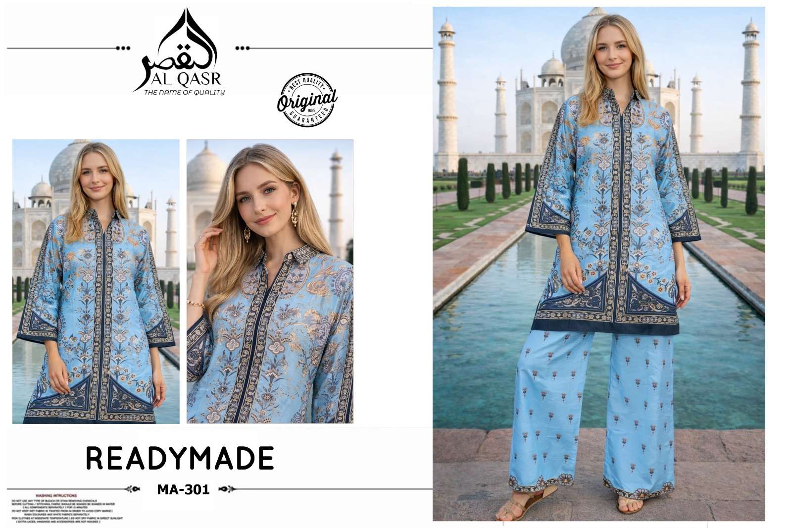 AL-QASR MA-301 TURKISH SATIN PRINTED STITCHED CO-ORD SET-00245