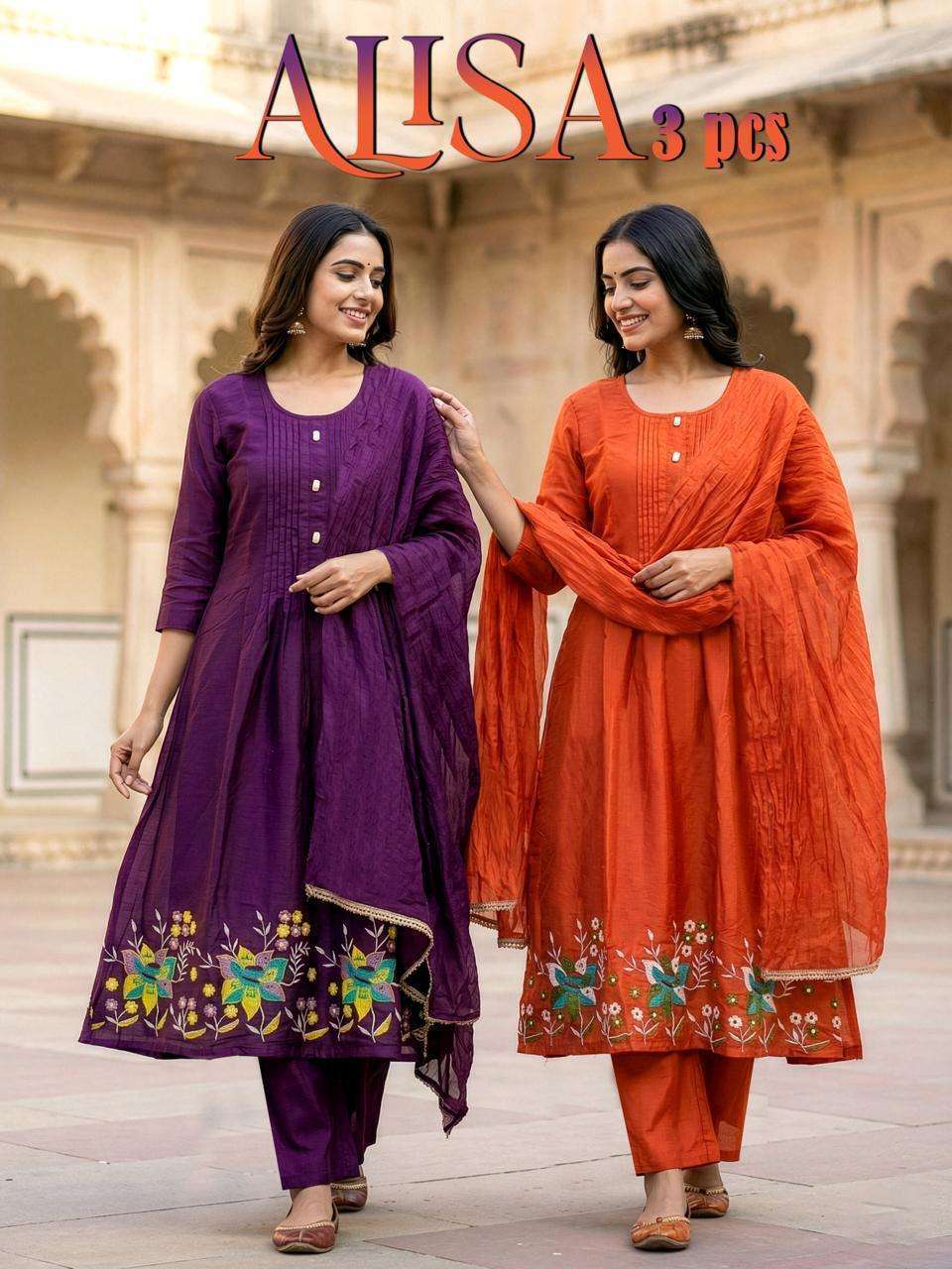 ALISA BY ASLIWHOLESALE 1001 TO 1008 SERIES MAL CHANDERI ANARKALI SET-00320