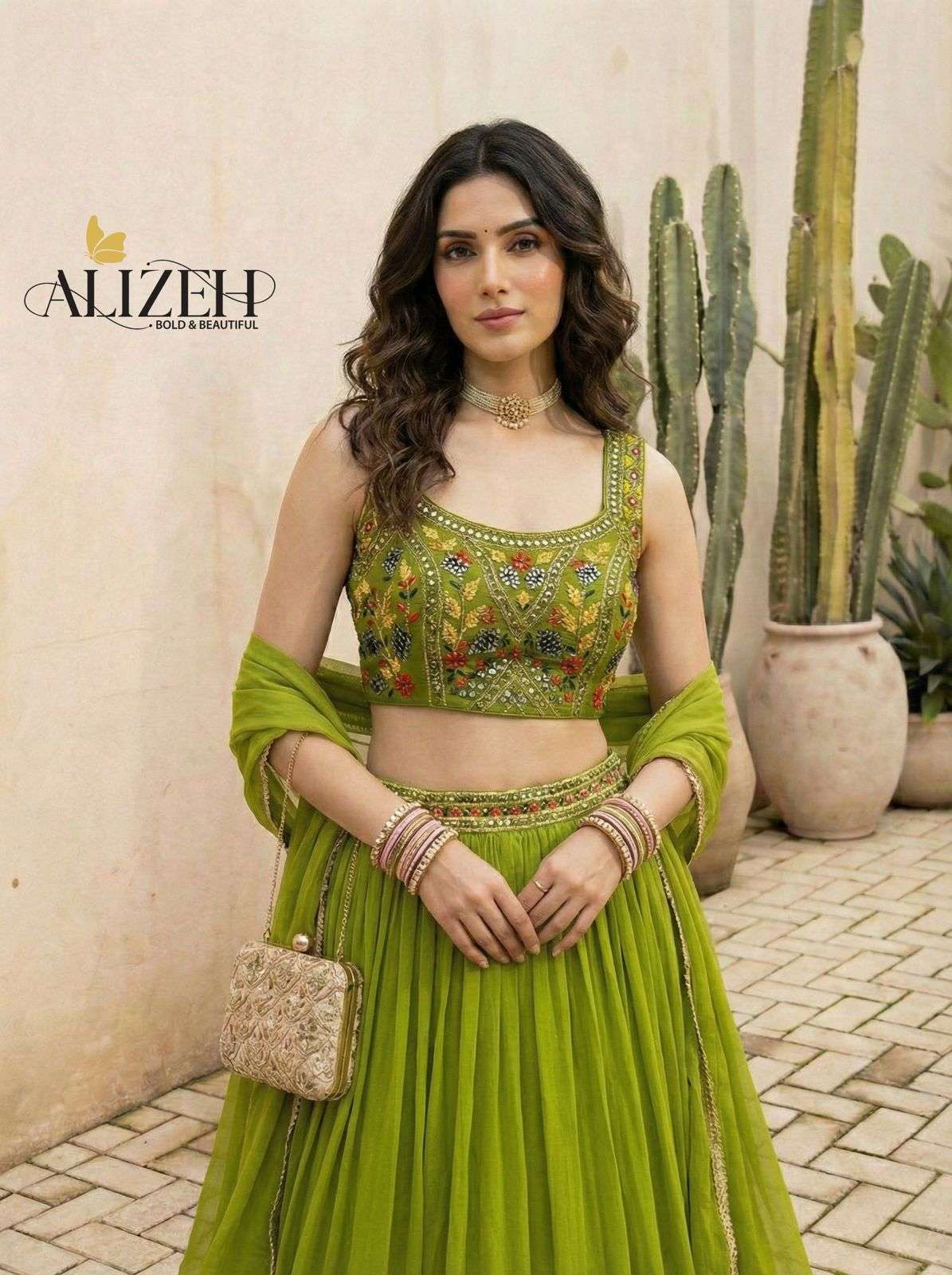 ALIZEH 9006 TO 9007 COLOUR GEORGETTE EMBROIDERY SEMI-STITCHED LEHENGAS-00001