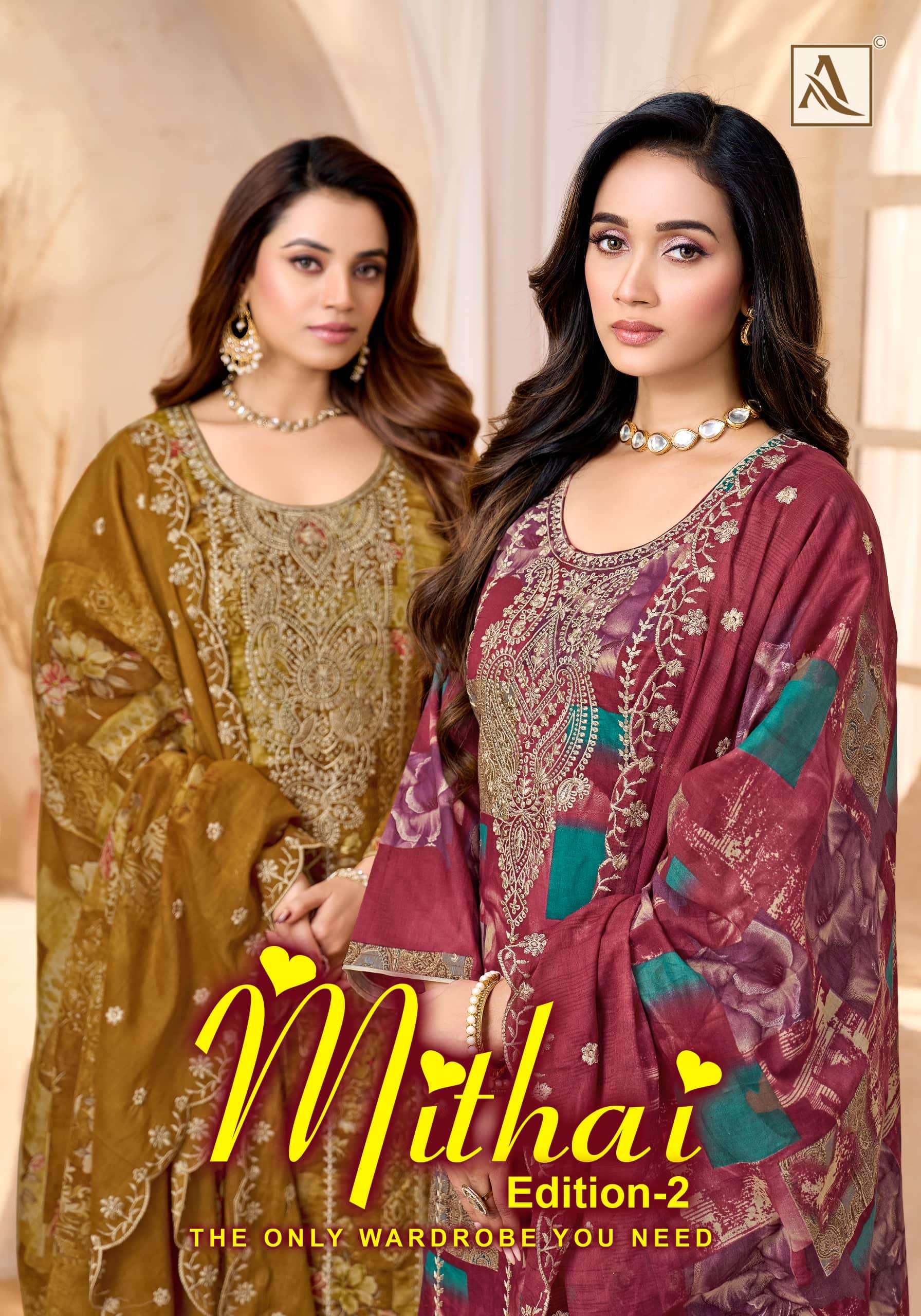 ALOK SUIT MITHAI VOL-02  PURE CAMBRIC COTTON EMBROIDERY PAKISTANI DRESSES-00201