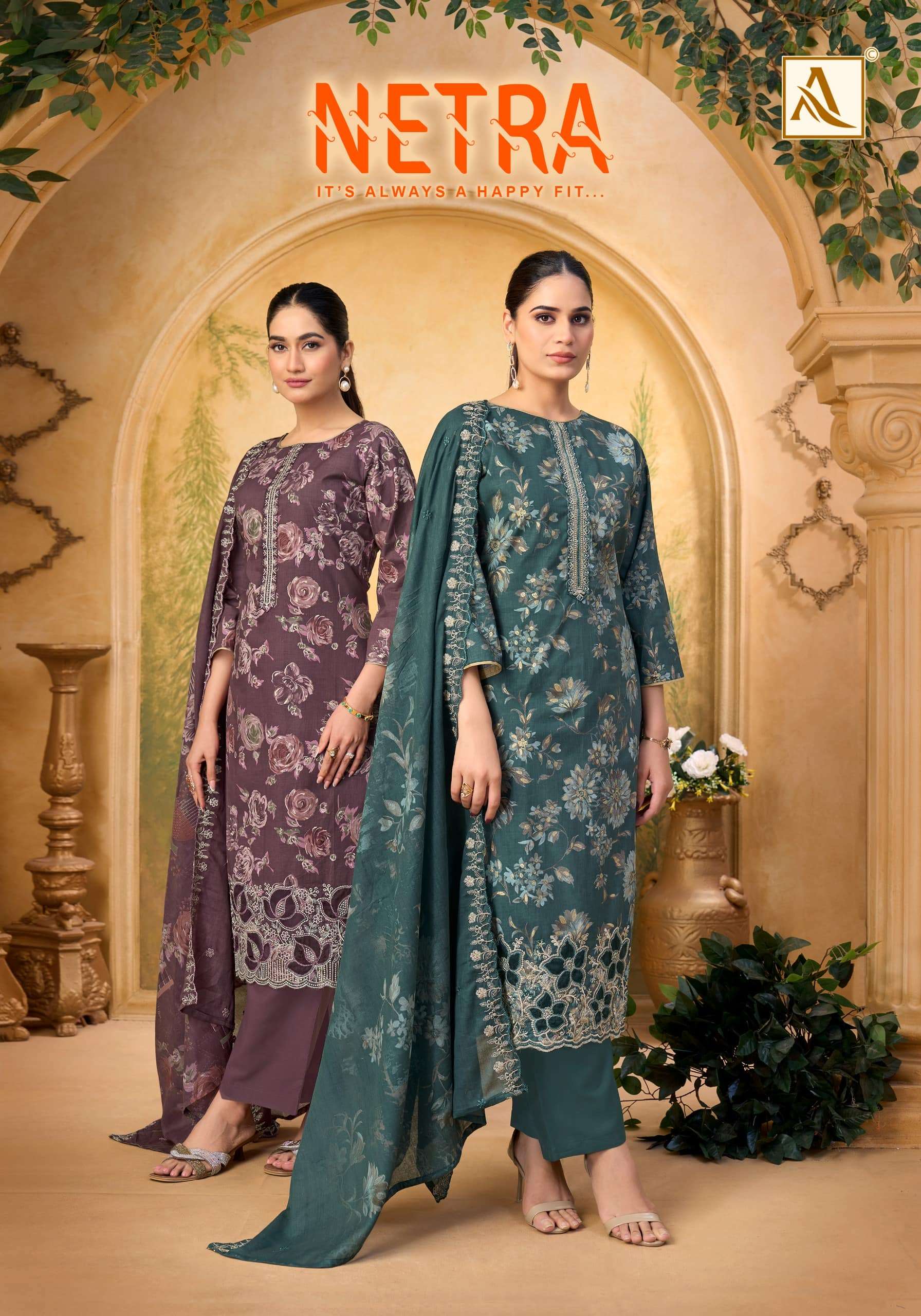 ALOK SUIT NETRA PURE COTTON PRINTED EMBROIDERY PAKISTANI DRESSES-00201