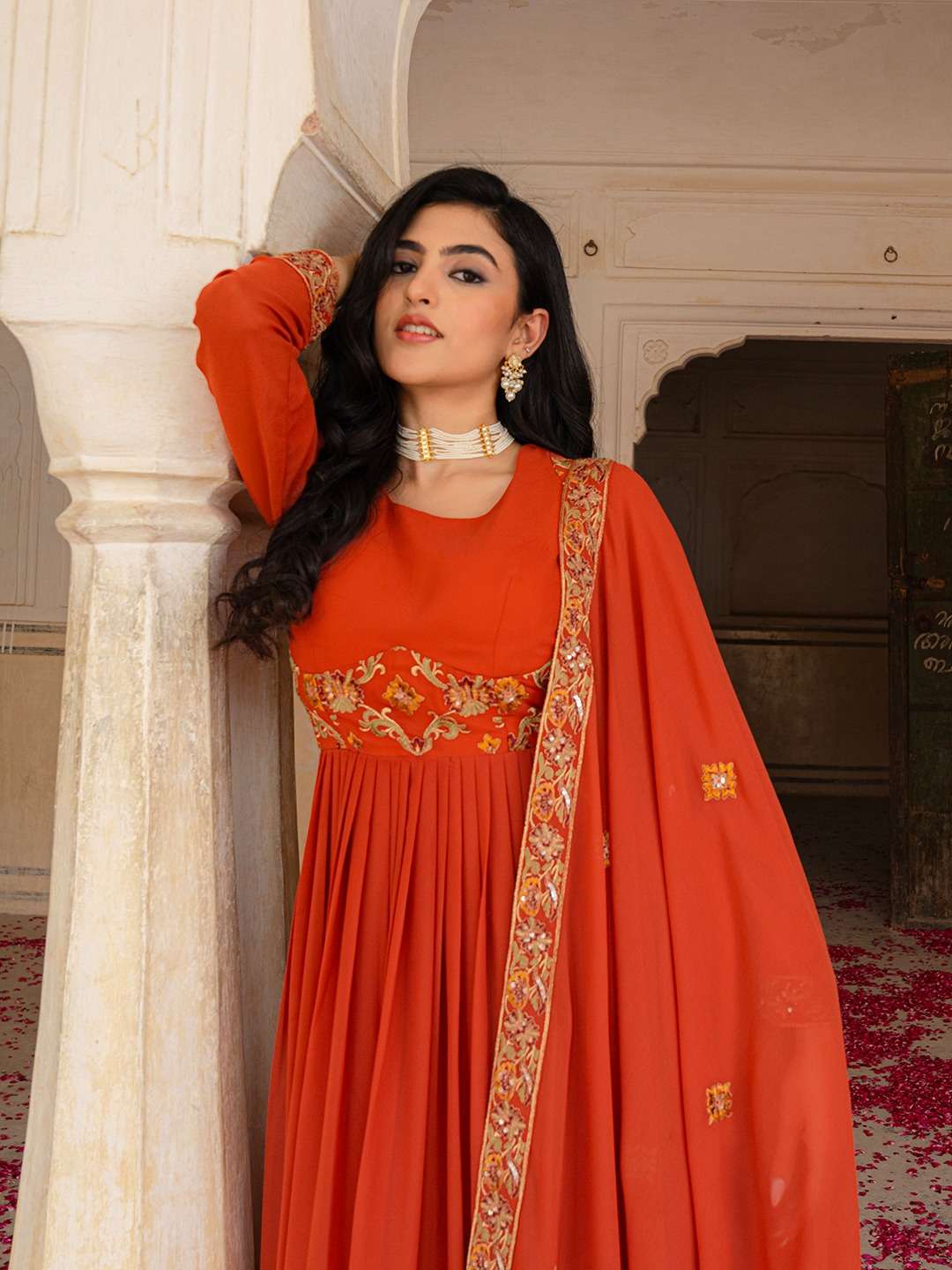 ARYA DESIGN DRS-144 GEORGETTE EMBROIDERY STITCHED GOWN-00058