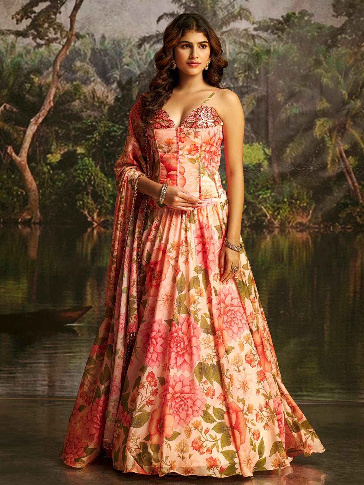 ARYA DESIGN DRS-210 GEORGETTE PRINTED CO-ORD SET LEHENGAS-00058