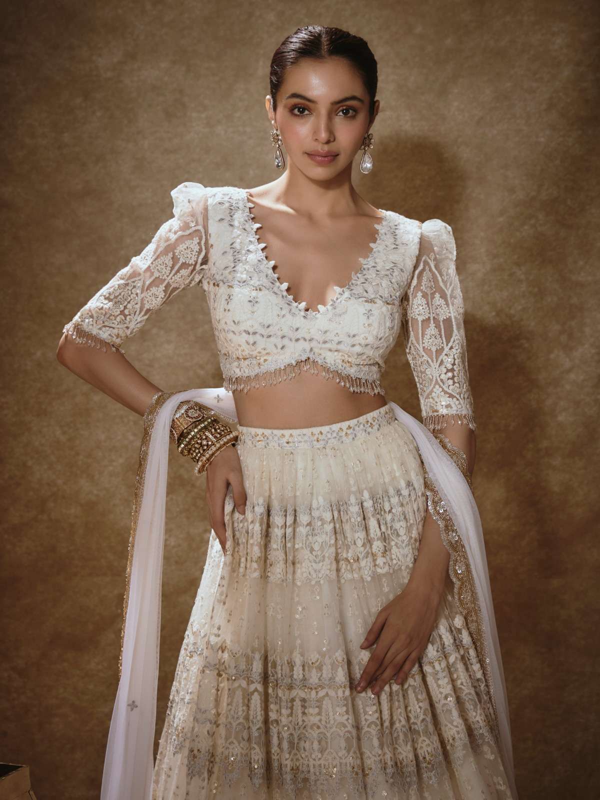 ARYA DESIGN SV-19 NET ZARI EMBROIDERY SEMI-STITCHED LEHENGAS-00058