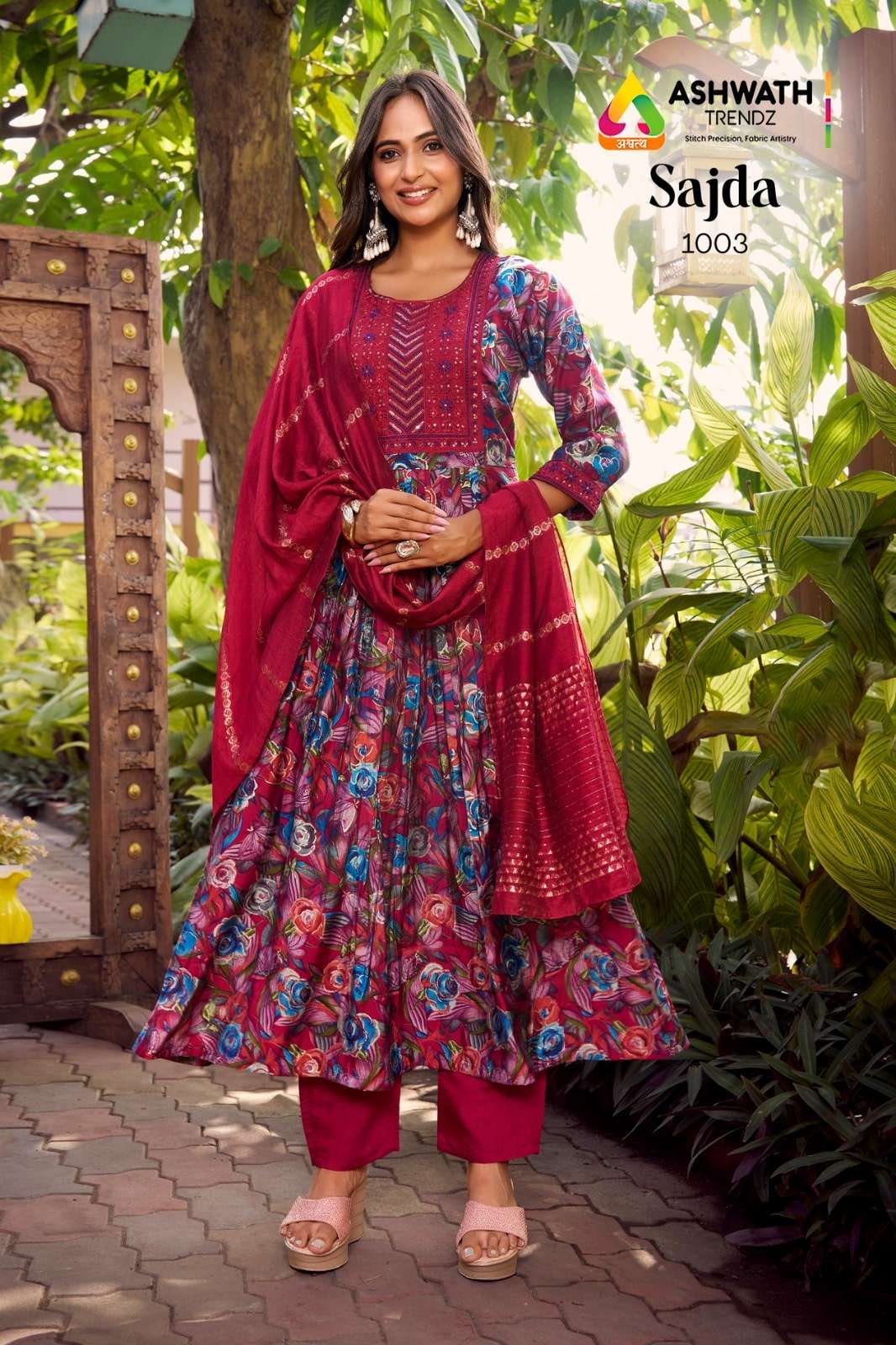 ASHWATH SAJDA 1001 TO 1006 SERIES PURE ROMAN SILK EMBROIDERY DRESSES-00014