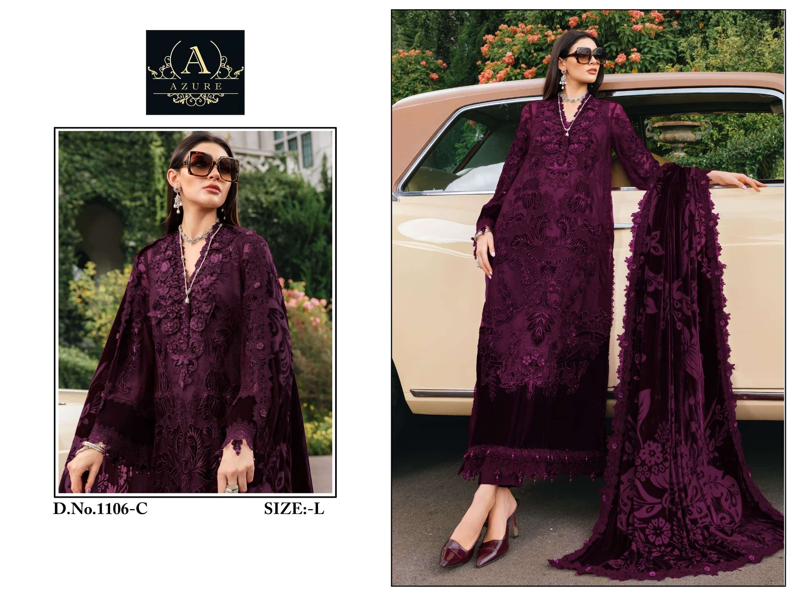 AZURE 1106 A TO D SERIES PURE RAYON EMBROIDERY PAKISTANI DRESSES-00071